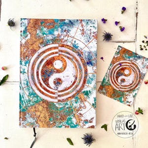 Pacchetto Yin Yang - Quaderno DIN A4 con copertina morbida al tatto con biglietto, quaderno, 192 pagine bianche
