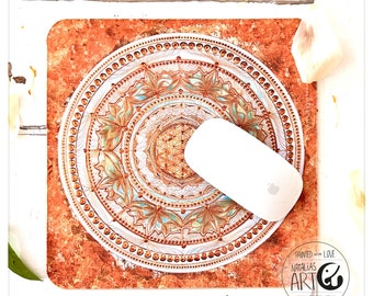 Spirit- Mousepad - pad - mit Lotus Effekt Unterlage mit Glückwunschkarte - Blume des Lebens, Lebensblume
