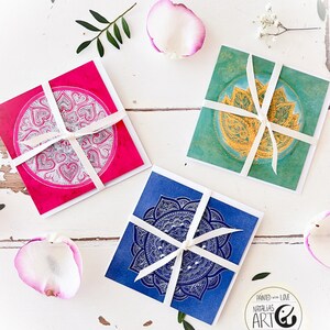 Liefde op het eerste gezicht - bundel van 3 wenskaarten - Mandala Wenskaarten Mindfulness