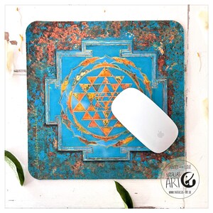 Sri Yantra - Mousepad - pad - mit Lotus Effekt Unterlage mit Glückwunschkarte - Blume des Lebens, Lebensblume