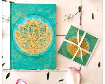 Lotus - Bundle - Notebook with card, Notebook, BLANK 128 pages