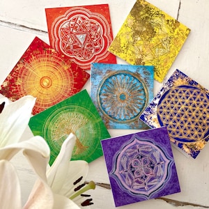 7 Biglietti di auguri a colori Mindfulness Chakra | 7 Mindfulness Chakra Colors Set Biglietti di auguri