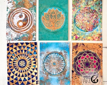 SET III - 6 x Mindfulness Postkaten softfeel touch  postcards - Achtsamkeit, mandala  by Natalia Schäfer