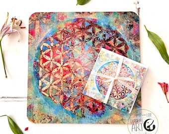 Blume des Lebens  - satori - Mousepad - pad - mit Lotus Effekt Unterlage  - Blume des Lebens, Lebensblume bundle mit Glückwunschkarte