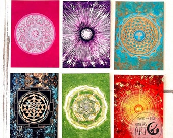 SET II - 6 x Mindfulness Postkaten softfeel touch  postcards - Achtsamkeit, mandala  by Natalia Schäfer