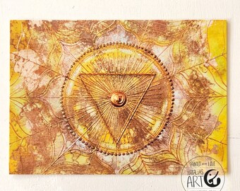 Solar Plexus - Mindfulness Postkate softfeel soft touch  postcard - Achtsamkeit, mandala  by Natalia Schäfer Chakra