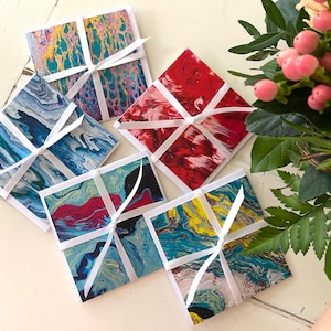 Conjunto abstrato de 5 cartões comemorativos - Conjunto de 5 cartões comemorativos - Fluid Art de Natalia Schäfer
