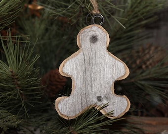 Gingerbread Man Wood Ornament, Rustic Wood Ornament,  Primitive Gingerbread Man, Christmas Ornament, Gift Tags, Wreath and Garland Dec or