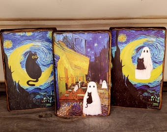 Halloween Ghost Pumpkin Wood Sign – Fall Tier Tray Decor