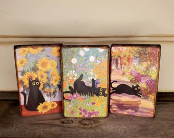 Wood Cat Shelf Sitter Cozy Summer Autumn Tier Tray Decor Cat Lover Gift