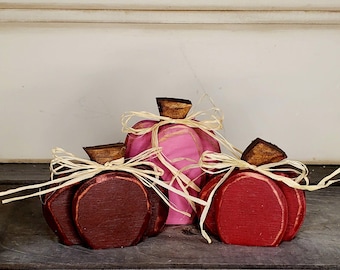 Wood Pumpkin Set of 3 Mini Pumpkins Fall Tier Tray Decor Bridal Shower Wedding Favors