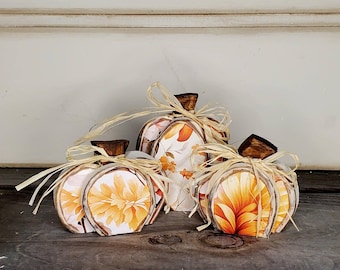 Wood Pumpkin Set of 3 Autumn Tier Tray Decor Fall Shelf Sitter