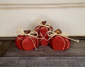 Mini Wood Pumpkin Set, Rustic Fall Tiered Tray Decor
