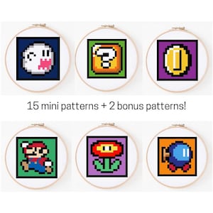 Mario Cross Stitch, Tiny Cross Stitch Patterns, Quick, Gaming Cross Stitch, Bundle Pattern, Kids Cross Stitch, Gaming, Cute, Tiny, Beginner