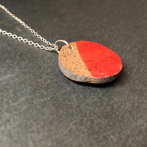 Unique geometric pendant, repurposed broken ceramic necklace, handmade jewellery, red glazed pottery, upcycled necklace, modern necklace image 4