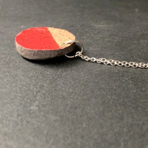 Unique geometric pendant, repurposed broken ceramic necklace, handmade jewellery, red glazed pottery, upcycled necklace, modern necklace image 5