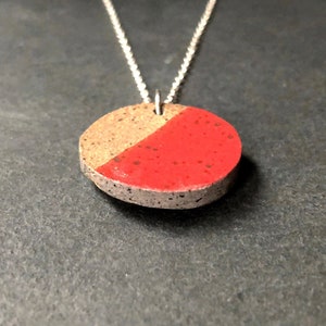 Unique geometric pendant, repurposed broken ceramic necklace, handmade jewellery, red glazed pottery, upcycled necklace, modern necklace image 3