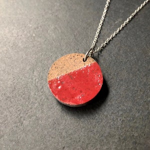 Unique geometric pendant, repurposed broken ceramic necklace, handmade jewellery, red glazed pottery, upcycled necklace, modern necklace image 2