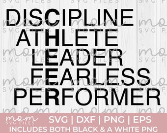 Cheer Svg Png, Cheerleading Svg Png, Cheerleader Svg Png, Discipline Athlete Leader Fearless Performer Svg, Cheer Team Svg, Cheer Season Svg