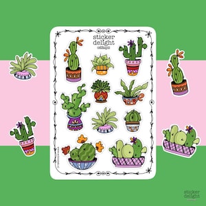 Adesivi cactus, foglio adesivo, diario dei proiettili, album di ritagli, fai da te, piante