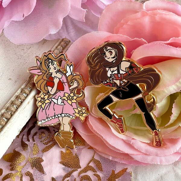 Final Fantasy VII Tifa & Aerith Hard Enamel Pins | FF7 | FF7R |