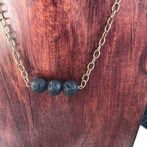 Triple Lava Rock Bar Necklace