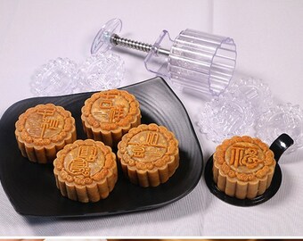 Molde para pastel de luna - Molde para pastel chino - Bendiciones del Festival del Medio Otoño (Deluxe) - Pasteles de luna de 85 g