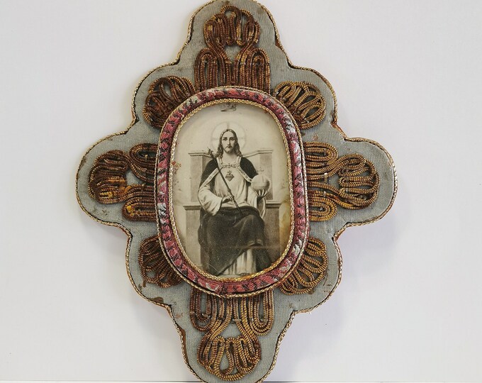 Antique Handmade Catholic Wall Board Jesus Christ, Devotional Folk Art ...