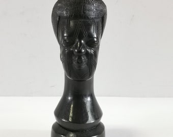 Talla de madera africana Makonde vintage, madera de ébano tallada a mano, década de 1960