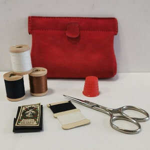 Cartera de costura vintage, Cartera de cuero con relleno de costura