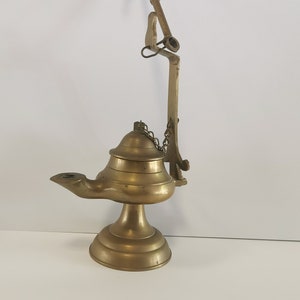 Antique Bronze Hanging Oil Lamp, Circa 1920s  Miner&#39;s lamp