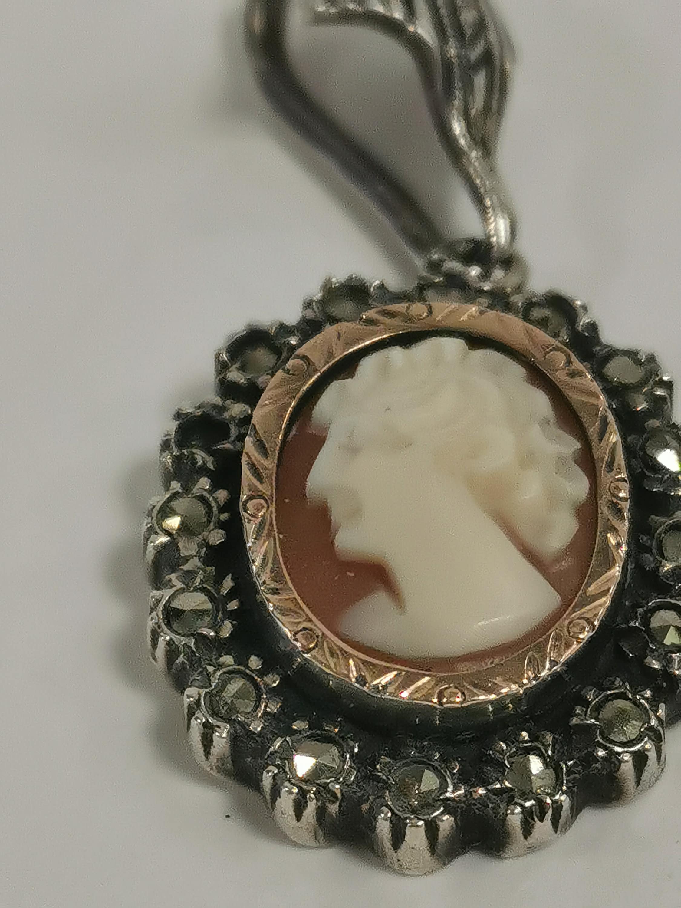 Vintage 1930s-40 Sterling Silver and Marcasite Carved Cameo Pendant - Etsy