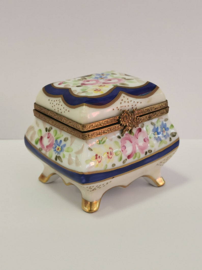 Vintage Limoges Hand Painted Porcelain Box Trinket Box Etsy