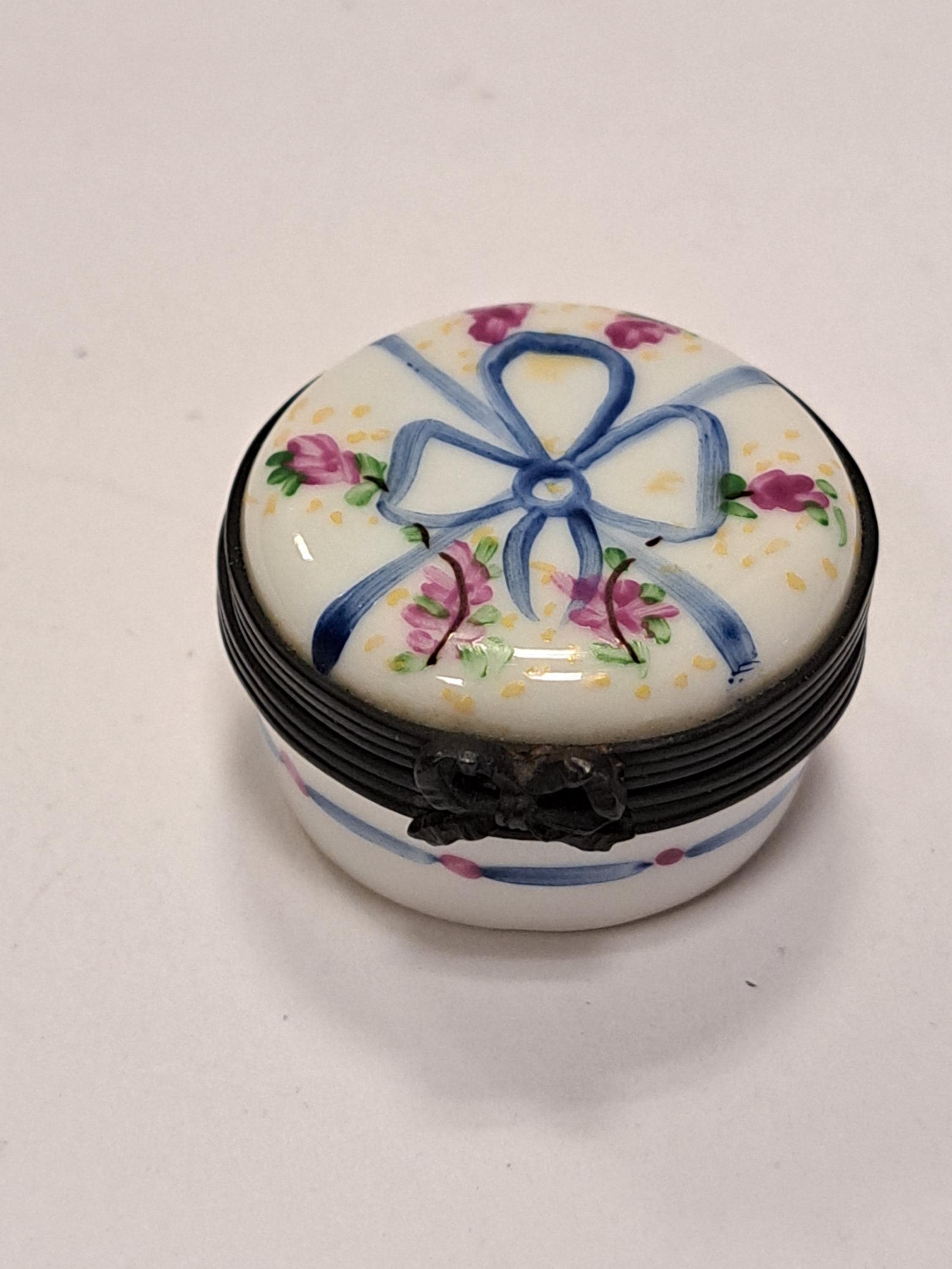 ヴィンテージ リモージュ フランス磁器 小物入れ ペイント メイン