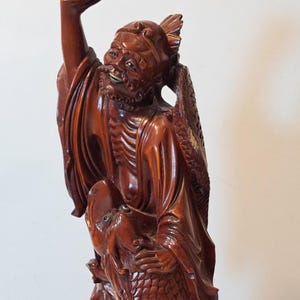 Chinese wood carving, Asian figure from China - teak wood