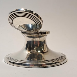 Vintage Sterling Silver Inkwell , French Art Deco