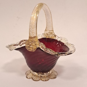 Vintage Murano small glass basket, C1960s