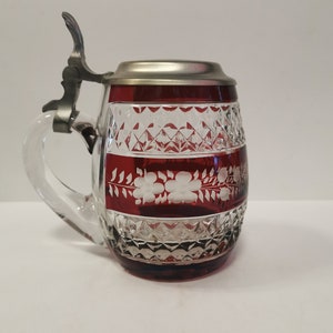 Vintage Hand Engraved Crystal Mug