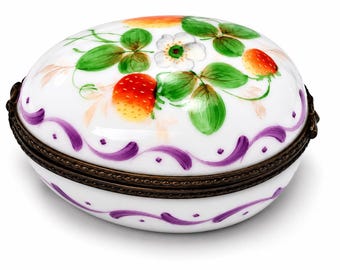 Limoges France Trinket Box Peint Main Hand Painted Porcelain Jewelry Box Vintage Collectible