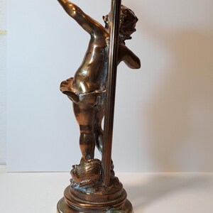 Vintage Table Lamp, Brass Figure, 1940s image 9