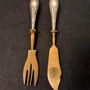 Vintage Solid Sterling Silver Carving cutlery set, Handmade