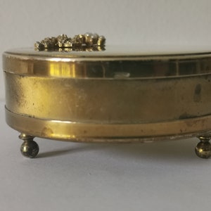 Vintage English Brass Trinket Box, jewelry box , Baroque trinket box
