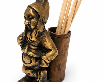 Vintage bronze toothpick holder, circa 1940s