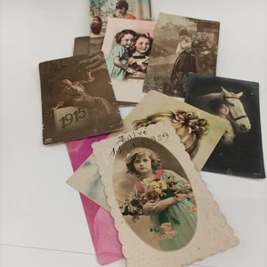 10 cartões postais vintage originais de 1900
