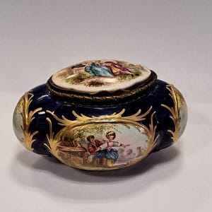 Antique French Hand-painted Porcelain Box, Signed Sevres, Circa 1880-1890