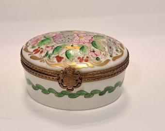 VINTAGE Artoria Limoges France Egg Shape Hinged Trinket Boxes-2.5