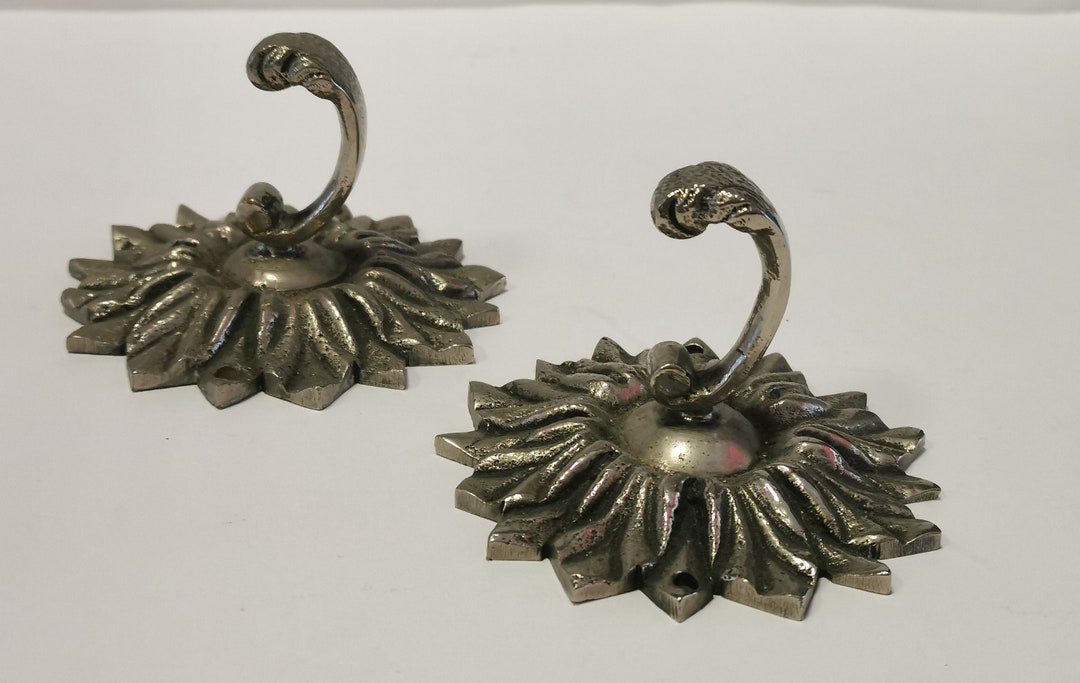 Vintage Pair Silver Metal Coat Rack Towel Hanger Coat Rack Etsy