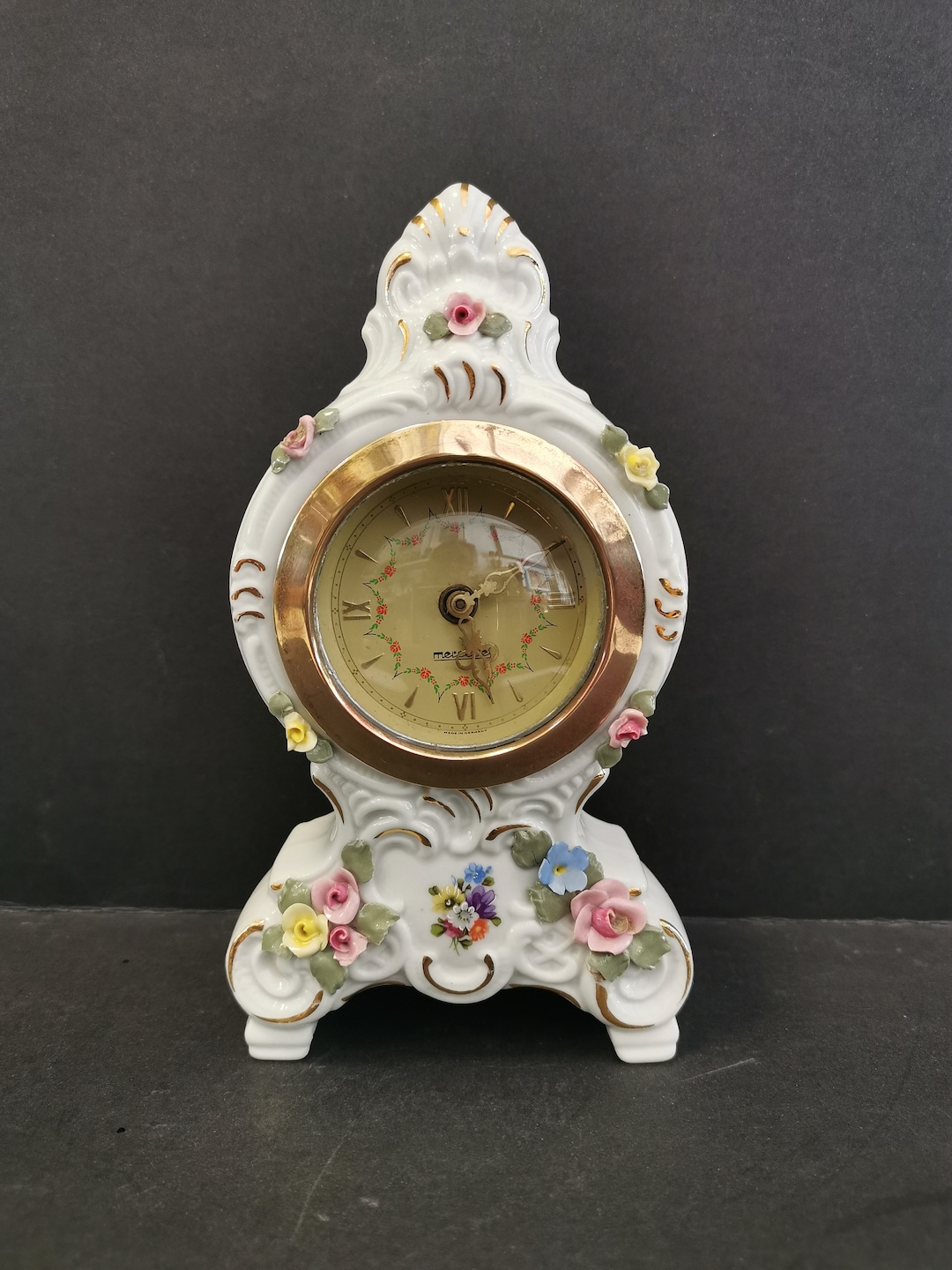 Vintage Handmade Dresden Porcelain , Mercedes Clock Made in Germany Etsy