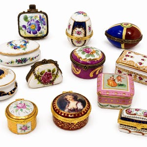 Vintage Porslinsmyckesask, pillerdoska, ringdoska, säljs styckvis