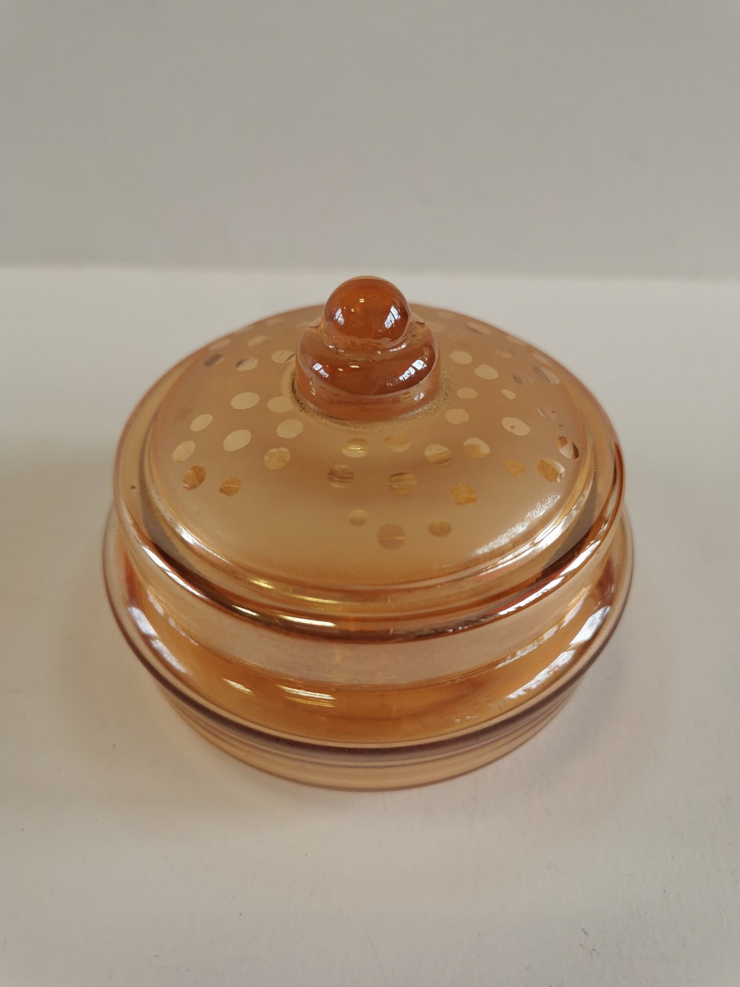 Vintage Onion Skin Glass Box, Jewelry Box , Antique Decor, Home Decor